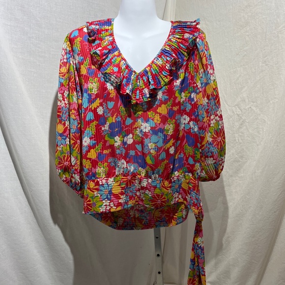 Beautiful Vintage 80s Diane Freis Top with Waist Stash - Picture 2 of 7